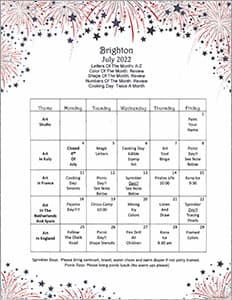 Brighton Activity Calendar July 2022